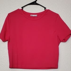 Zara hot pink crop top